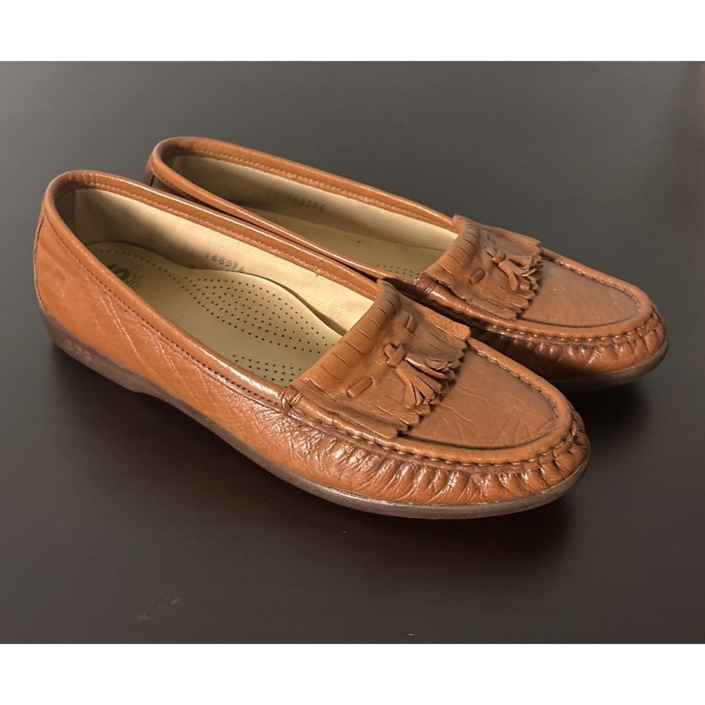SAS Kiltie Tassel Loafers Women Size 7.5 N Brown Leather Tripad Comfort Slip On